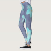 Leggings Watercolor floral teal cyan wildflowers navy blue (Gauche)