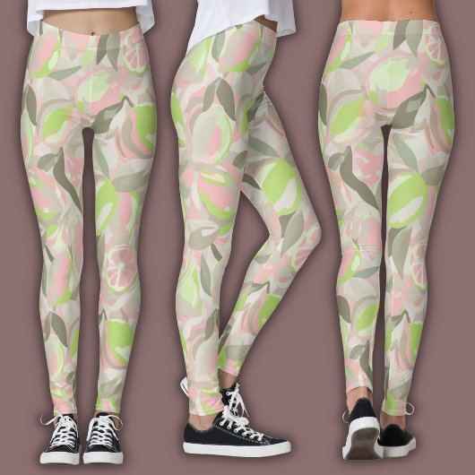 Leggings Watercolor Fruit Pattern | Vibrant Citrus