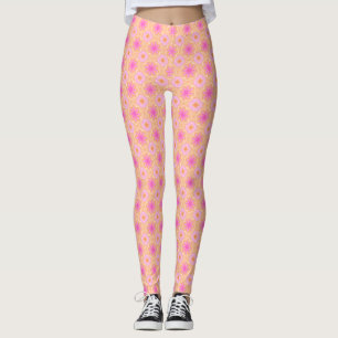 Leggings Watercolor Mandala Rose Orange Floral