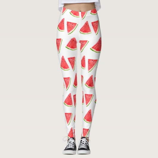 Leggings Watermelon Rouge aquarelle de fruit Motif alimenta (Devant)