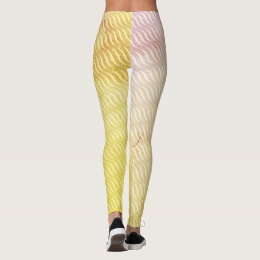 Leggings Wavy Magical Dirt GreenLeaf Lines Seamless Pattern (Dos)