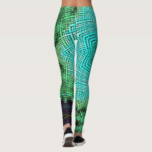 Leggings Weaver Mandala bleu et vert (Dos)
