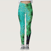Leggings Weaver Mandala bleu et vert (Devant)