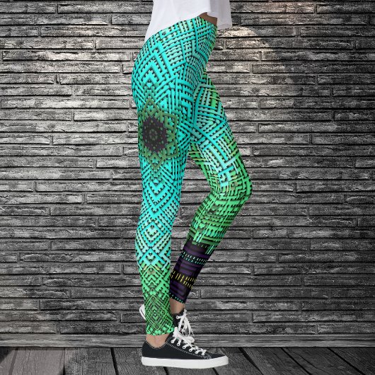 Leggings Weaver Mandala bleu et vert
