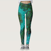 Leggings Weaver Mandala bleu et vert (Devant)