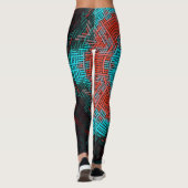 Leggings Weaver Mandala rouge et bleu (Dos)