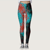 Leggings Weaver Mandala rouge et bleu (Devant)