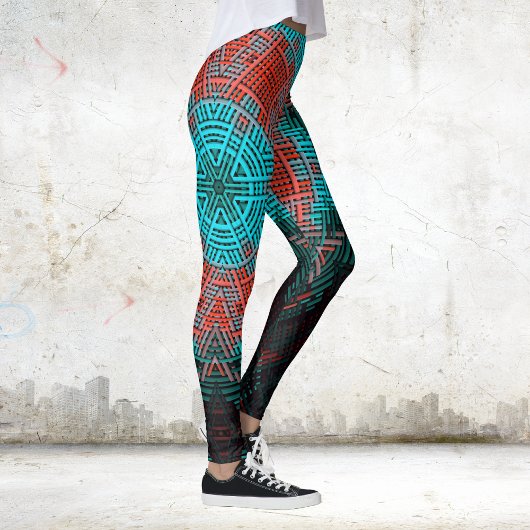 Leggings Weaver Mandala rouge et bleu