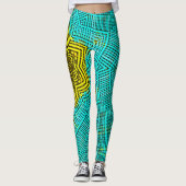 Leggings Weer Mandala bleu et jaune (Devant)