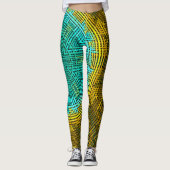 Leggings Weer Mandala bleu et jaune (Devant)