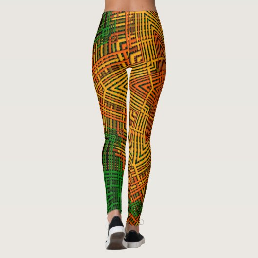 Leggings Weer Mandala jaune orange et vert (Dos)