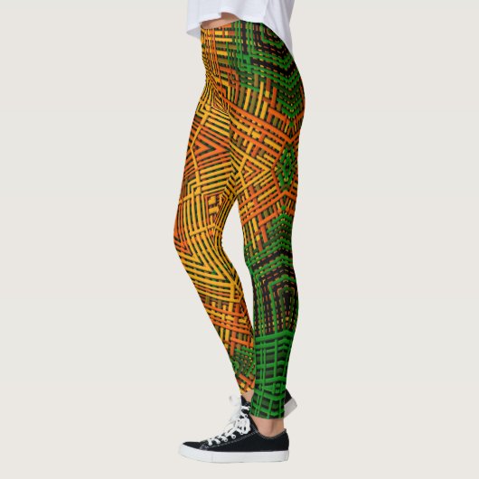 Leggings Weer Mandala jaune orange et vert (Gauche)