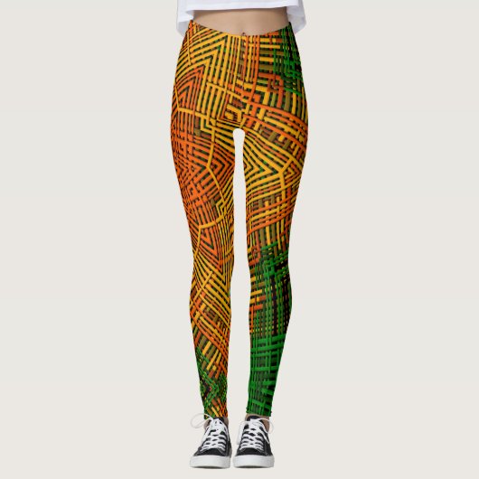 Leggings Weer Mandala jaune orange et vert (Devant)