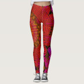 Leggings Weer Mandala rouge rose et jaune (Devant)
