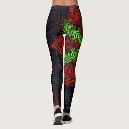 Leggings Weer Mandala Rouge Vert et Bleu (Dos)