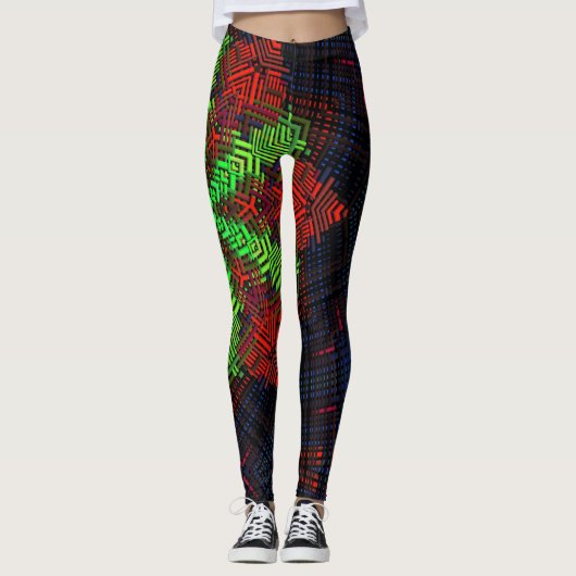 Leggings Weer Mandala Rouge Vert et Bleu (Devant)