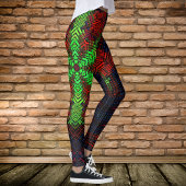 Leggings Weer Mandala Rouge Vert et Bleu