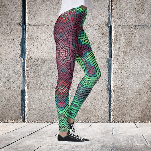 Leggings Weer Mandala Vert Bleu et Rouge