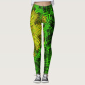 Leggings Weer Mandala vert et jaune (Devant)