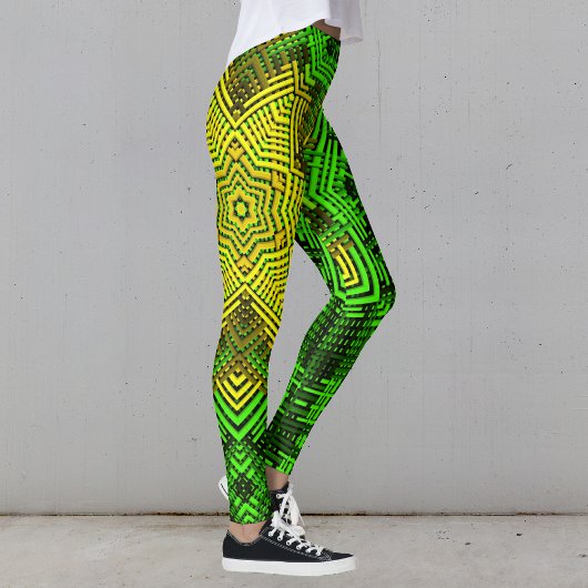 Leggings Weer Mandala vert et jaune