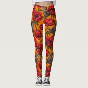 Leggings Wens dans un jardin d'anémones rouges