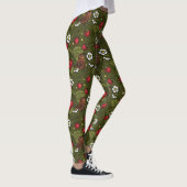 Leggings Wens et fraises sur vert foncé (Droite)
