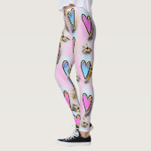 Leggings Whimsical coeurs mignons dessin coloré (Gauche)