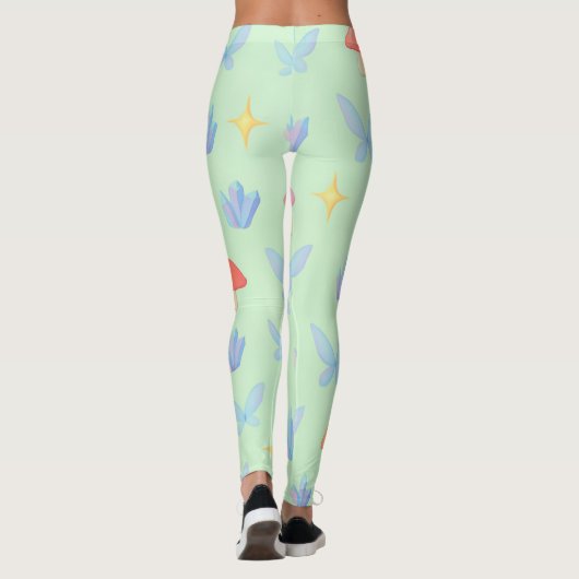 Leggings Whimsical Fairycore Pattern – Mushrooms, Crystals  (Dos)