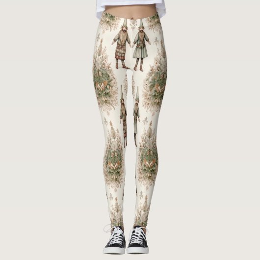 Leggings Whimsical Forest Gnomes & Botanical (1) (Devant)
