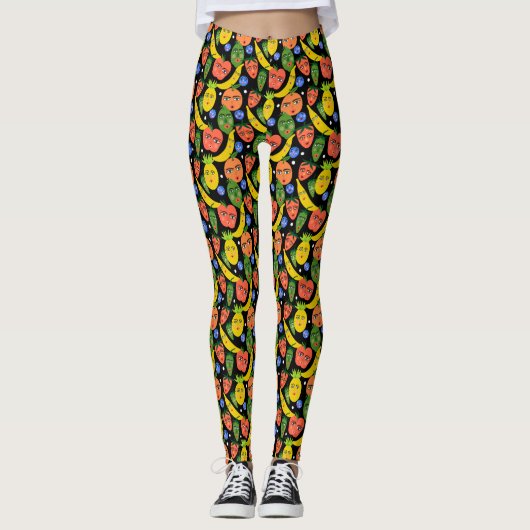 Leggings Whimsical Funny Motif de salade de fruits (Devant)