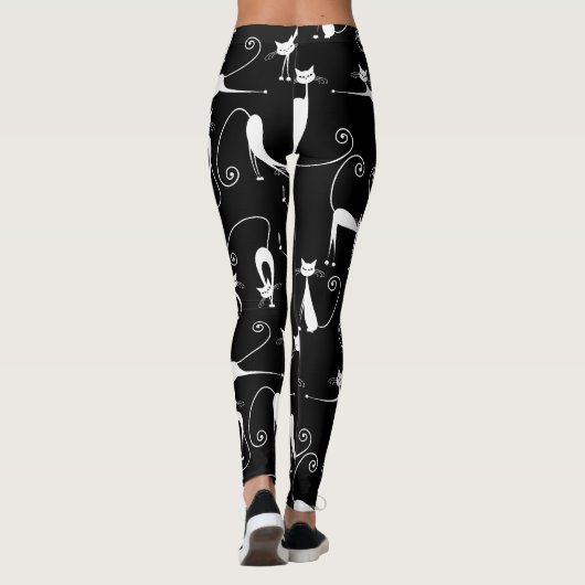 Leggings Whimsical Motif de chat blanc maigre (Dos)