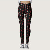 Leggings Whimsical Mushrooms Red And Black Pattern (Devant)