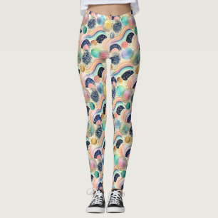 Leggings Whimsical Pastel Rainbow Waves & Parties scintilla