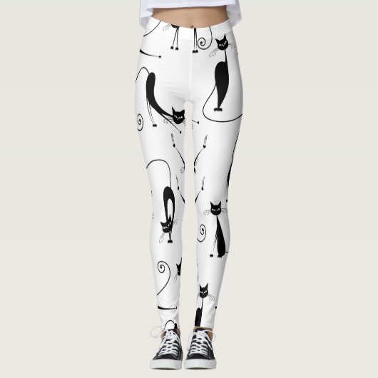 Leggings Whimsical Skinny Motif de chat noir (Devant)