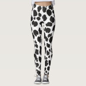 Leggings White And Black Spots Pattern Safari Leopard Print (Devant)