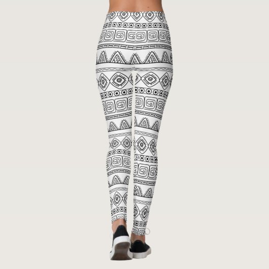 Leggings white&black aztec tribal pattern (Dos)