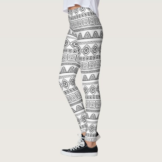 Leggings white&black aztec tribal pattern (Gauche)
