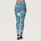 Leggings White graffiti on blue wall wall art (Dos)