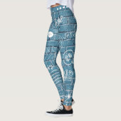 Leggings White graffiti on blue wall wall art (Gauche)
