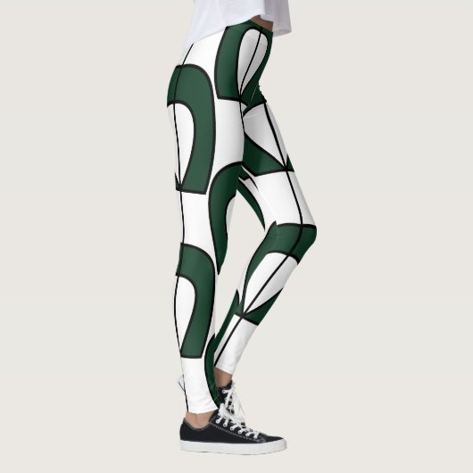 Leggings White Green Modern Géométrique Entraînement amusan (Droite)