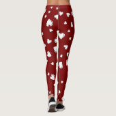 Leggings White  Hearts Pattern on Red (Dos)