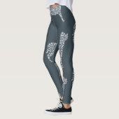 Leggings White Paw Print Dog Silhouette Pattern Fabric (Gauche)