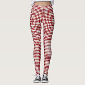 Leggings White Pied De Poule Houndstooth rouge (Devant)
