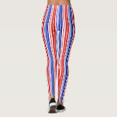 Leggings White Red Blue Stripes Pattern   (Dos)
