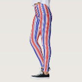 Leggings White Red Blue Stripes Pattern   (Gauche)