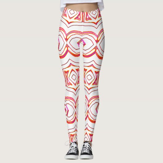 Leggings White red seamless pattern "Ratti_Creative_Arts" (Devant)