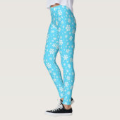 Leggings White Snowflakes on Light Blue Winter Pattern (Gauche)