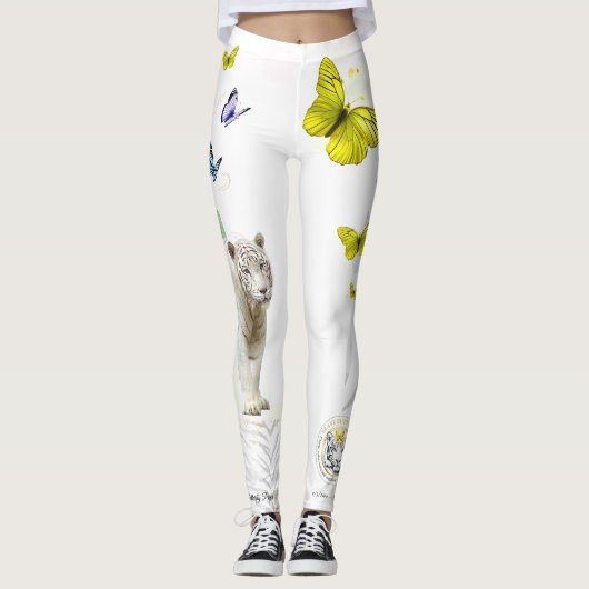 Leggings  White Tiger Yellow Butterfly Gold Stardus (Devant)