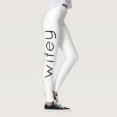 Leggings Wifey Femme Noir Blanc Moderne Design Personnalisé (Droite)