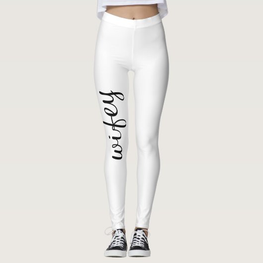 Leggings Wifey Noir Et Blanc Design2 Joli Fille Chic (Devant)